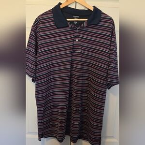 George Men's Polo Shirt - Navy and Red Stripes 2XL